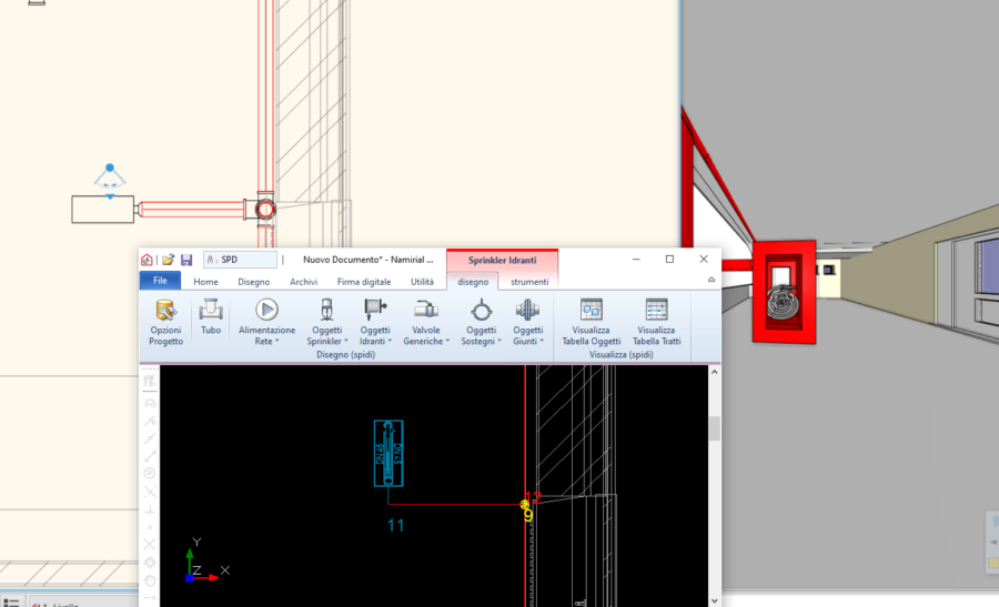 Figura 5 - Dettaglio impianto con render e vista dettagliata in pianta