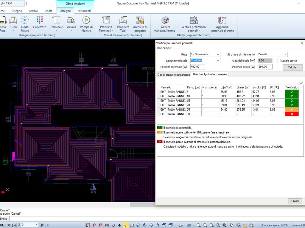 Clima impianti: verifica preliminare pannelli radianti per raffrescamento