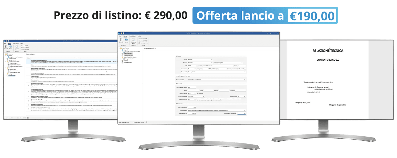 Offerta lancio Namirial Conto Termico 190,00 euro