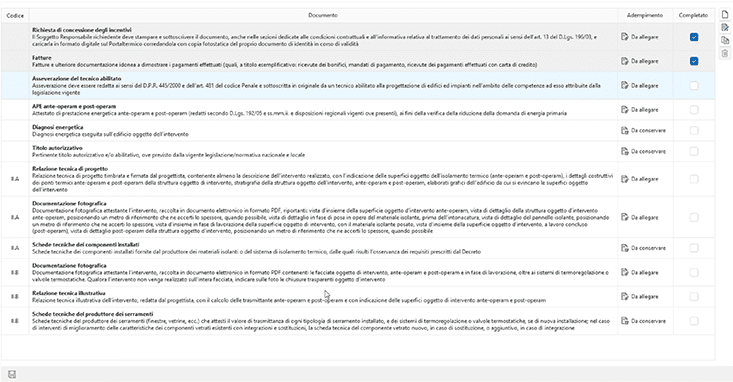 Schermata Namirial Conto Termico - Documenti
