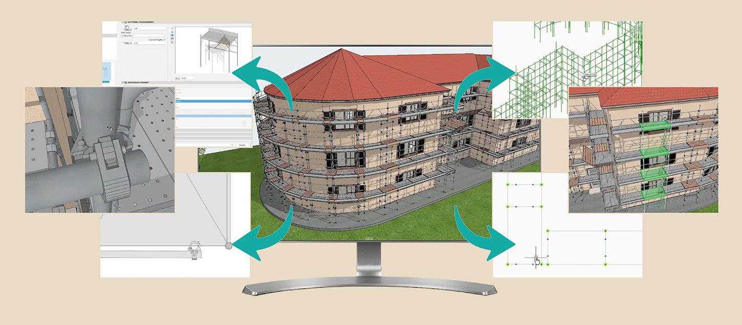 Disegno ponteggio modello BIM