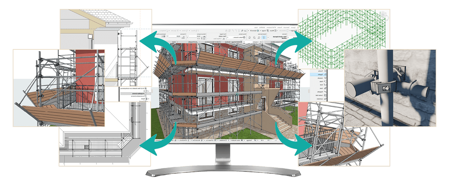 Visualizzazione 3D ponteggio
