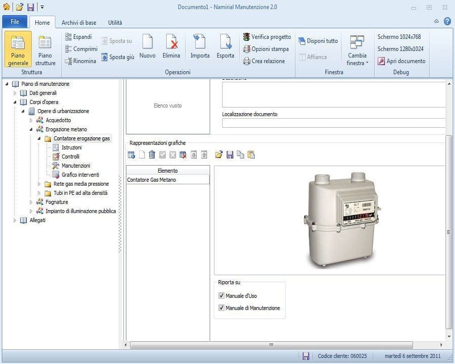 Manutenzione - Gestione immagini del piano di manutenzione