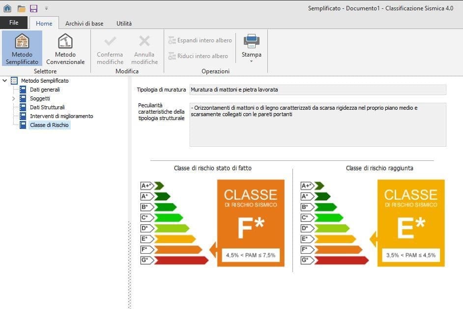 Classificazione sismica e confronto post intervento