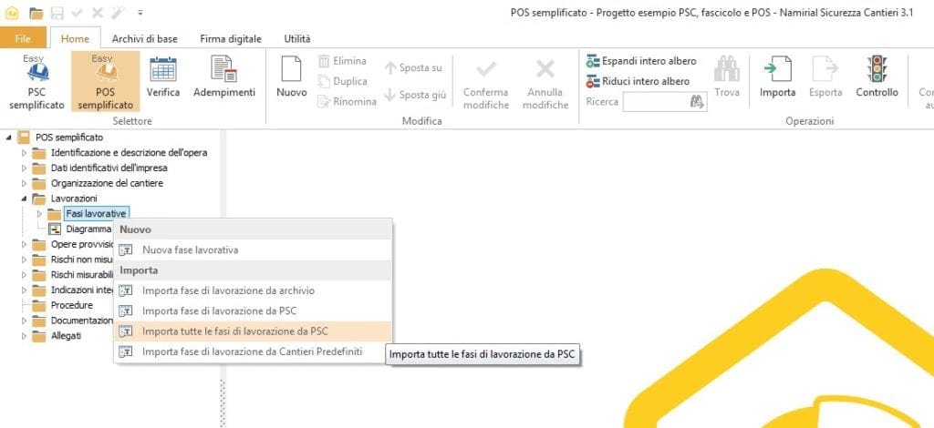 Importa fasi di lavorazione da PSC