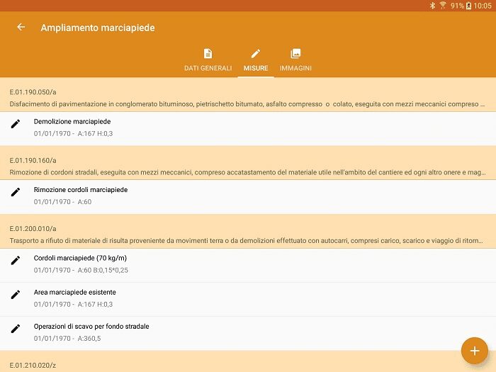 App LibrettoMisure - Dettagli misure