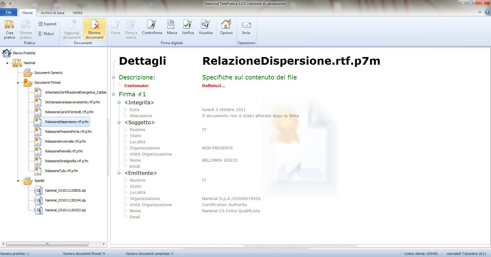 Telepratica - Dettaglio pratica