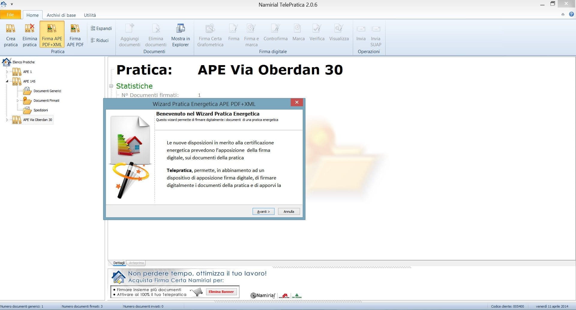 Telepratica - Wizard per la firma digitale dell'APE