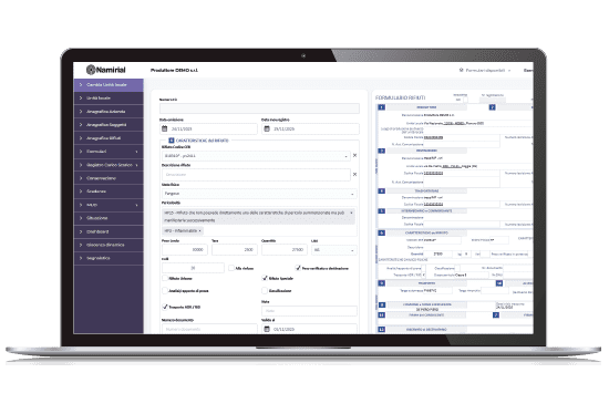 Schermata software Namirial Rentri