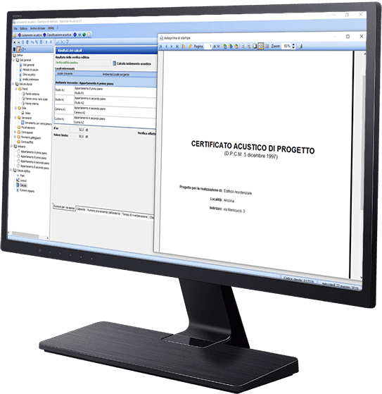Stampa certificato acustico di progetto