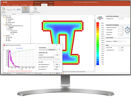 Modulo Calcestruzzo EC2 dettaglio temperature Isoterma Software Calcolo Resistenza al Fuoco Strutture - Modulo Calcestruzzo EC2 dettaglio temperature Isoterma