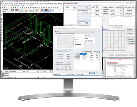 Modulo Murature EC6 screen dati di input e output Software Calcolo Resistenza al Fuoco Strutture - Modulo Murature EC6 screen dati di input e output