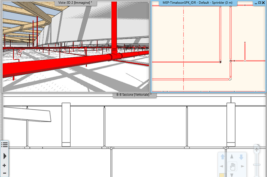 Progettazione impianto antincendio e render