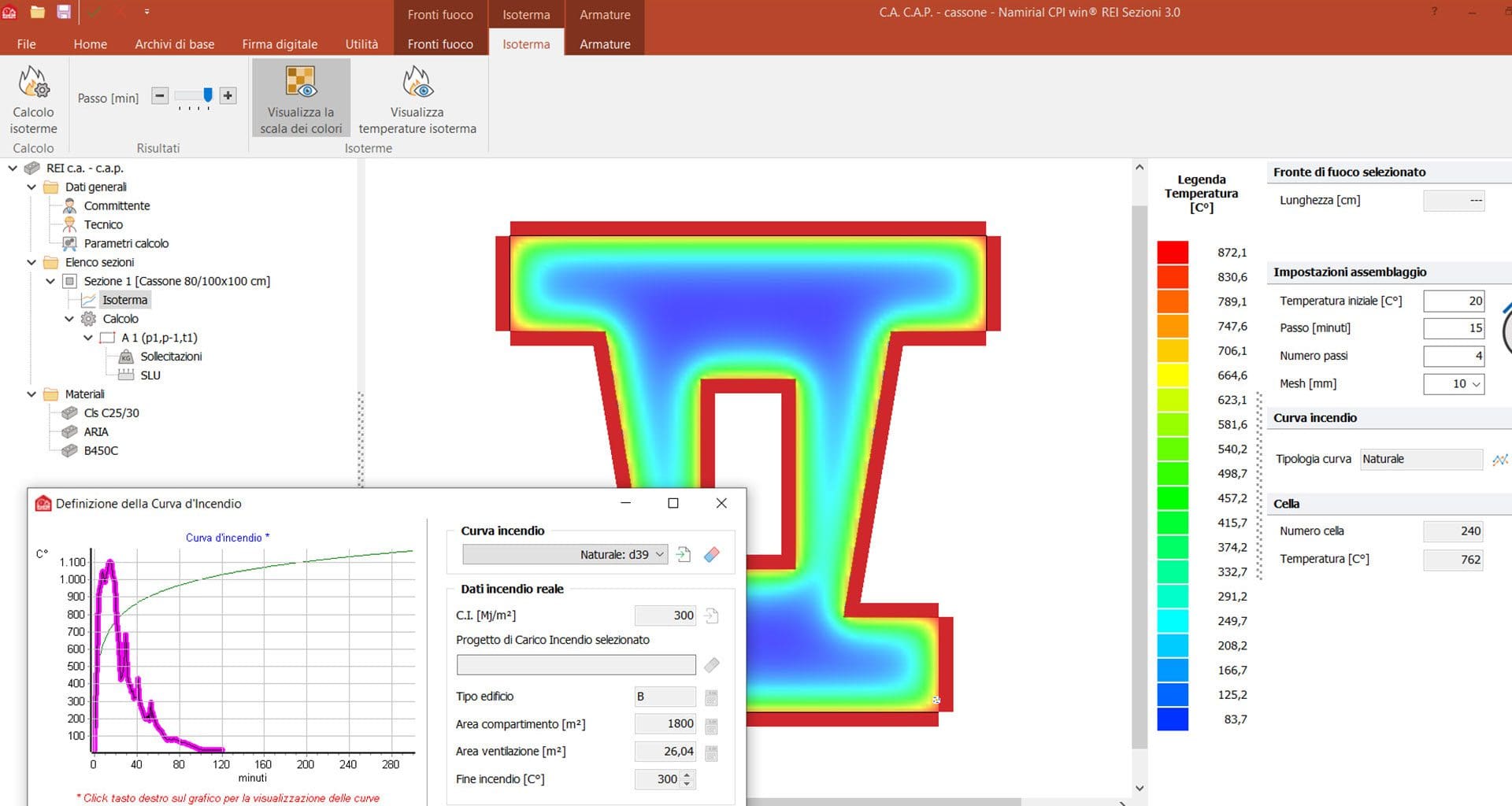 Modulo Calcestruzzo EC2 dettaglio temperature Isoterma