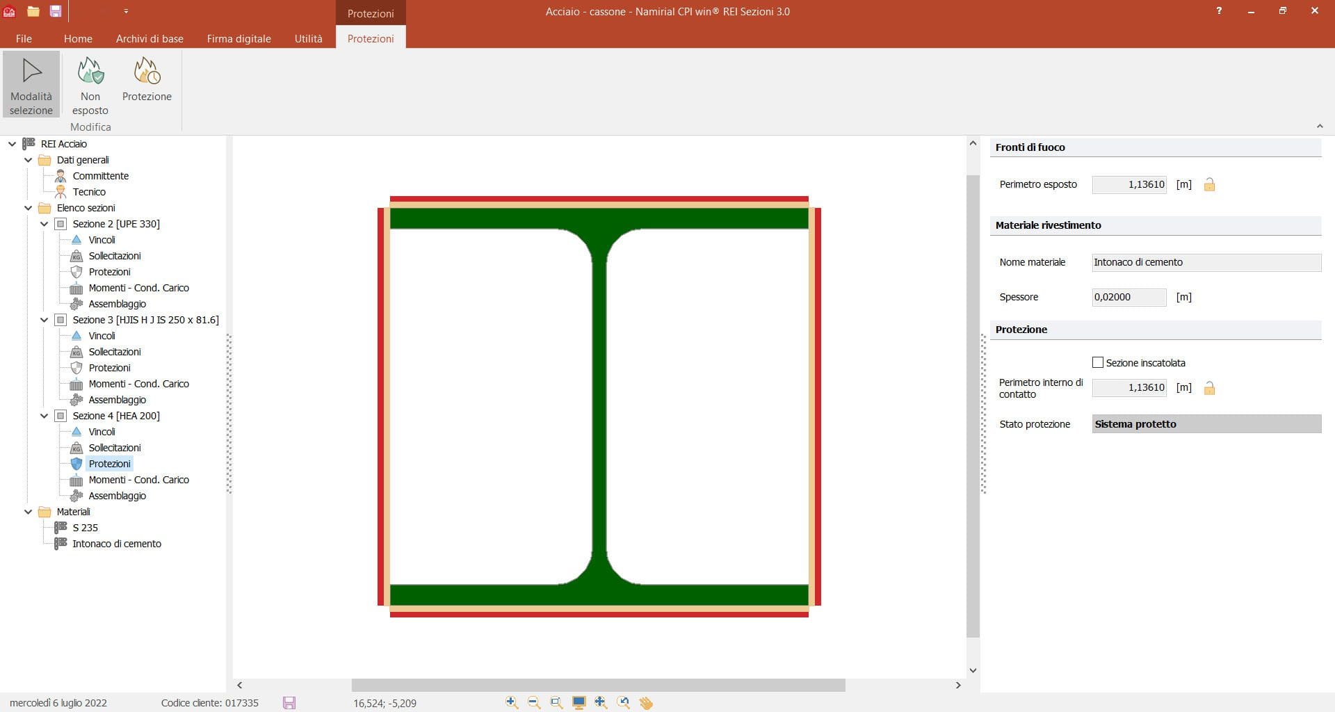 Rei Acciaio EC3 Maschera impostazione fronti di fuoco e protezione sezione