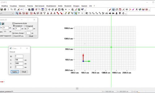 Finestra 3D con piano di lavoro XY
